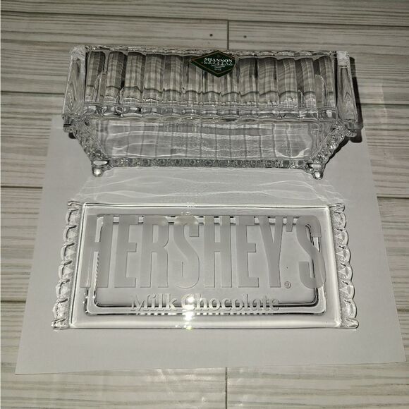 Hershey's Candy Bar Dish w/Lid Godinger Dublin Clear Lead Crystal - Picture 5 of 10